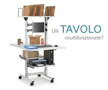 Tavolo da imballaggio mobile, multifunzionale, double-face, resistente